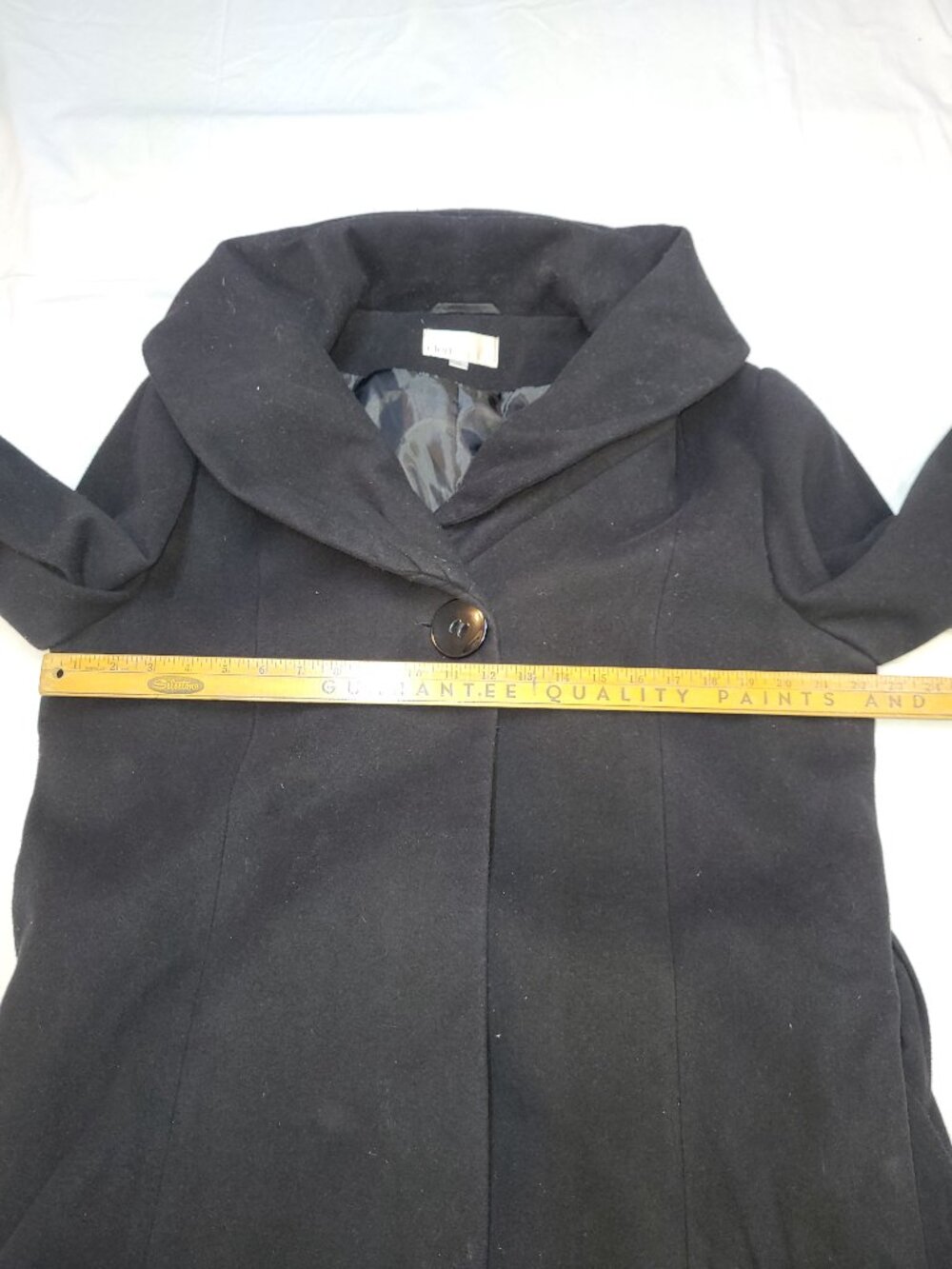 Cleo Black Wool Blend Belted Pea Coat Jacket Size 18 Shawl Collar Classic Winter - Picture 12 of 13